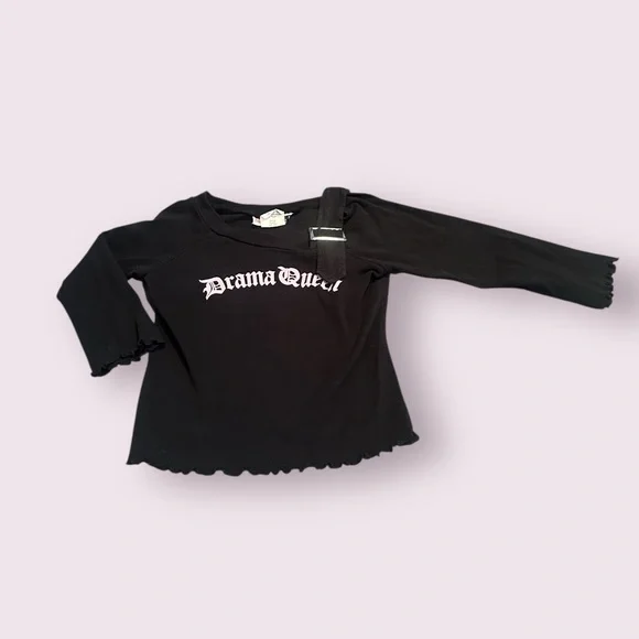 Vintage Girls Lily Bleu Drama Queen Black And Pink L/S With Buckle Detail - Picture 1 of 8